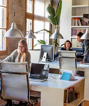 People working at desks